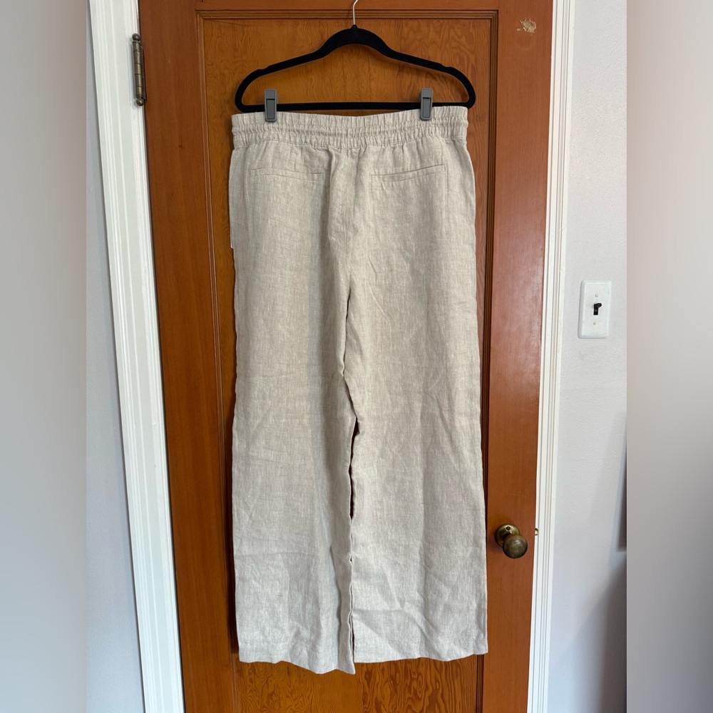 NWT Athleta Retreat 100% Linen Wide Leg Pant Size Large L in color ‘Undyed’ - Picture 4 of 8